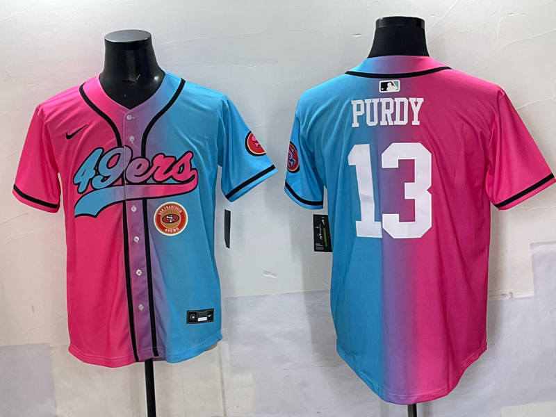 Men San Francisco 49ers #13 Purdy Blue pink Nike Limited NFL 2025 Jersey 0013